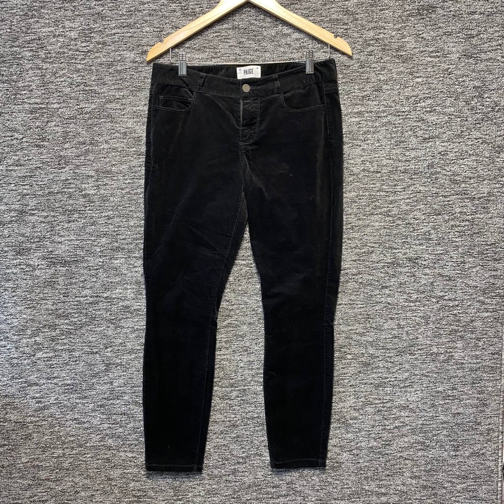 PAIGE Verdugo Ankle Women 29 Black Velvet Mid Rise Ultra Skinny Pants Jeans
